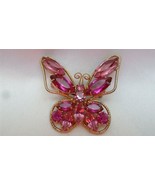 Vintage Juliana Goldtone Fuchsia Pink Open Back Rhinestones Butterfly Br... - £59.95 GBP