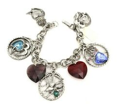 VTG 40s Florenza Fleur de Lis Glass Charm Etruscan FOB HTF Bracelet AMAZ... - $148.96