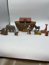 Noahs Ark Ceramic Figures Animals &amp; Ark 9 Pieces Plus Cord Holiday Decor - £23.70 GBP