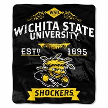 Wichita State Shockers 50&quot; by 60&quot; Plush Raschel Throw Blanket - NCAA - £21.99 GBP