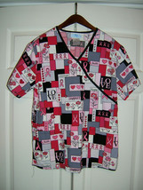 SB Scrubs Love Hope Faith Hearts Size S/CH Breast Cancer Scrub Top - £6.29 GBP