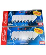 Sunbeam MIghty Bulb Soft White 10 Bulb 60 Watt &amp; 10 Bulb 100 Watt New Ol... - $79.19