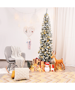 7.5Ft Unlit Hinged Snow Flocked Artificial Pencil Christmas Tree with 64... - $1,580.10 MXN