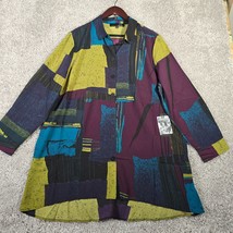 Liv by Habitat Tunic Top Womens XL Colorful Button Up Long Sleeve Abstract Long - $39.55