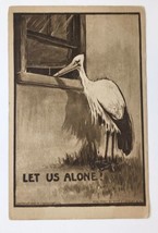c.1908 Comic Humor Stork Outside Window Let Us Alone Antique PC Bird - £6.29 GBP
