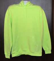 H&amp;M Men&#39;s Bright Green Hoody Cotton Purple Pocket Sweater Size L  NEW    ￼ - $27.68