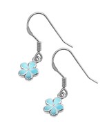 Sterling Silver Natural Larimar Plumeria Dangle Earrings - €25,73 EUR