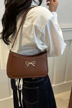 Bow Trim PU Leather Shoulder Bag - $23.25