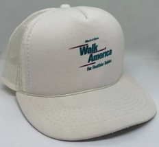 Vintage March of Dimes Hat Cap Snap Back White Mesh Trucker Walk America Yupoong - £15.52 GBP