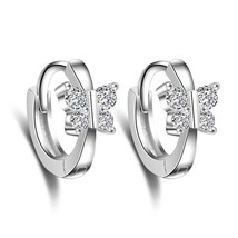 Fashion Jewelry 925 Silver Earrings, Flowers Inlaid With Zircon Earrings, Used F - $9.60