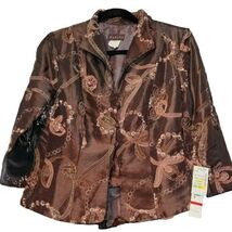 Marina Women's Brown Ribbon Floral Embroidered Jacket Size 8 - $29.70