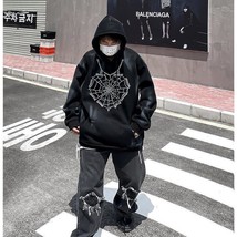  high street hip hop hooides plush thickened men and women oversize European and - £71.05 GBP