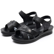 female summer shoes women&#39;s leather non slip soft sole comfortable flat sandals  - £25.66 GBP
