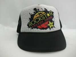 Rockstar Energy Drink Hat Black White Snapback Trucker Cap - £15.66 GBP