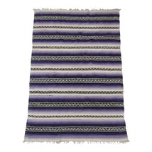 Vintage Mexican Woven Blanket Serape 100% Acrylic Purple Lavender 68&quot; x 46&quot; - $32.71