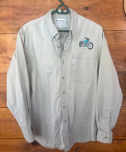 Vintage Columbia Shirt Mens Medium Beige Long Sleeve Regular Fit Cotton ... - $22.64