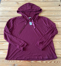 Maurice’s NWT $29.90 Women’s Ribbed Hooded Long sleeve Top Size M Maroon DN - £13.37 GBP