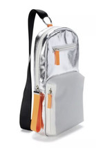 No Boundaries Caden Sling Functional Crossbody Shoulder Bag Silver &amp; Orange 13X7 - £21.23 GBP