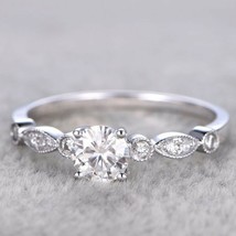 Vintage 1.10CT LC Moissanite Solitaire Engagement Ring in Sterling Silver Xmas - £58.69 GBP
