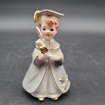 Vintage Josef Originals Graduation Angel Boy Holding Scroll Gray Figurine - $27.22