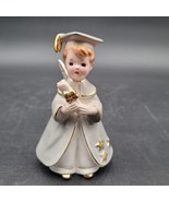 Vintage Josef Originals Graduation Angel Boy Holding Scroll Gray Figurine - $37.34 CAD