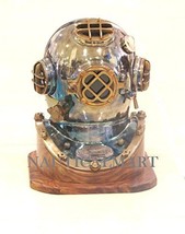 Nauticalmart Antique Shiny Scuba Diving Divers Helmet US Navy Mark V Solid Brass - £274.43 GBP