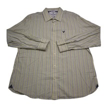 American Eagle Shirt Men 2XL Yellow Striped Long Sleeve Button Up Dress ... - $18.69