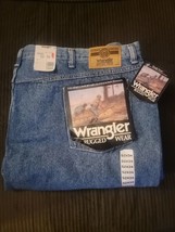 New/Old Stock Wrangler 52x34 Rugger Wear Blue Jeans Rough Wash With Tags - £29.43 GBP