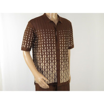 Men Silversilk 2pc walking leisure suit Italian woven knits 3115 Brown Beige image 4