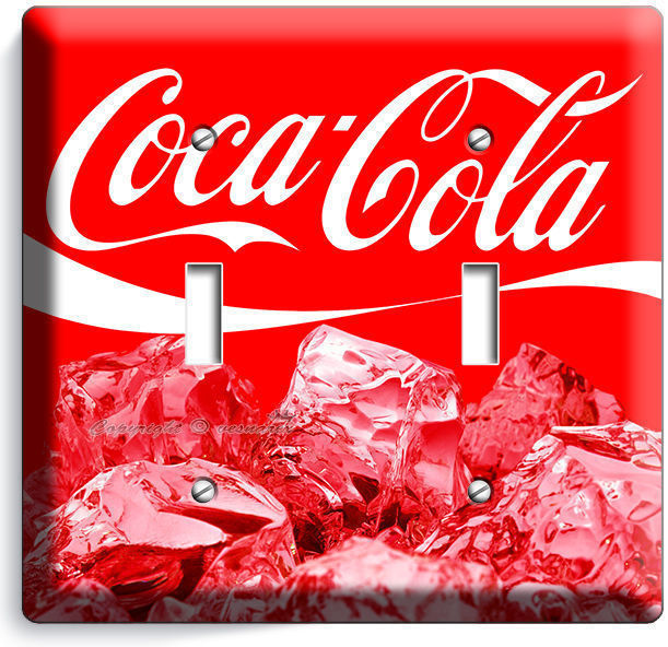 COCA COLA ICE CUBES DOUBLE LIGHT SWITCH COVER WALL PLATE COKE DINING ROOM DECOR