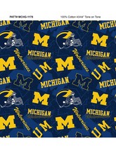 Cotton University of Michigan Wolverines U of M Fabric Print by the Yard D350.10 - £11.15 GBP