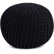 Round Pouf Ottoman Hand Knitted 100% Cotton Pouf Foot Stool - Knitted Bean Bag - - £86.15 GBP
