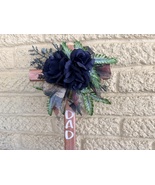 Hand-Painted Pine Cemetery Cross: Navy Blue Roses Dad Grave Decoration - $26.00