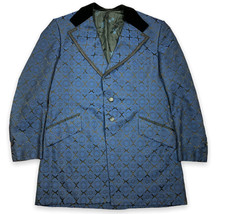 Vintage Prince Edward By Lord West Blue Jacquard Tuxedo Suit Jacket Blazer - £117.31 GBP