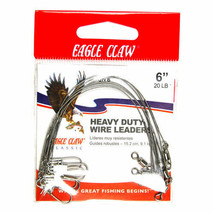 Eagle Claw 6&quot; 20 Lb. Heavy Duty Wire Leader, Bright, 6 Pack - £3.38 GBP