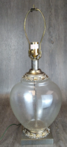 Vintage 2ft Hand Blown Clear Glass Globe Grape/Ivy Design Table Lamp Italian - £102.49 GBP
