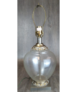 Vintage 2ft Hand Blown Clear Glass Globe Grape/Ivy Design Table Lamp Ita... - $176.01 CAD
