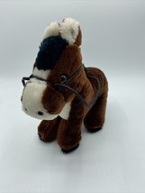 Vintage Wallace Berrie &amp; Co Horse 9 inch Plush Brown White Pony Reins 19... - £10.28 GBP