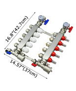 5 Branch PEX Radiant Floor Heating Manifold Set w/ Flow Meters Stainless... - $200.27 CAD