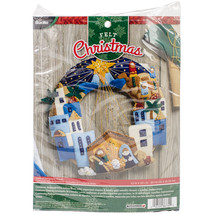 Bucilla Felt Wreath Applique Kit 12&quot; Round-Town Of Bethlehem - $716.39 MXN