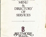 Biltmore Plaza Room Service Menu &amp; Directory Providence Rhode Island 1980&#39;s - £42.80 GBP