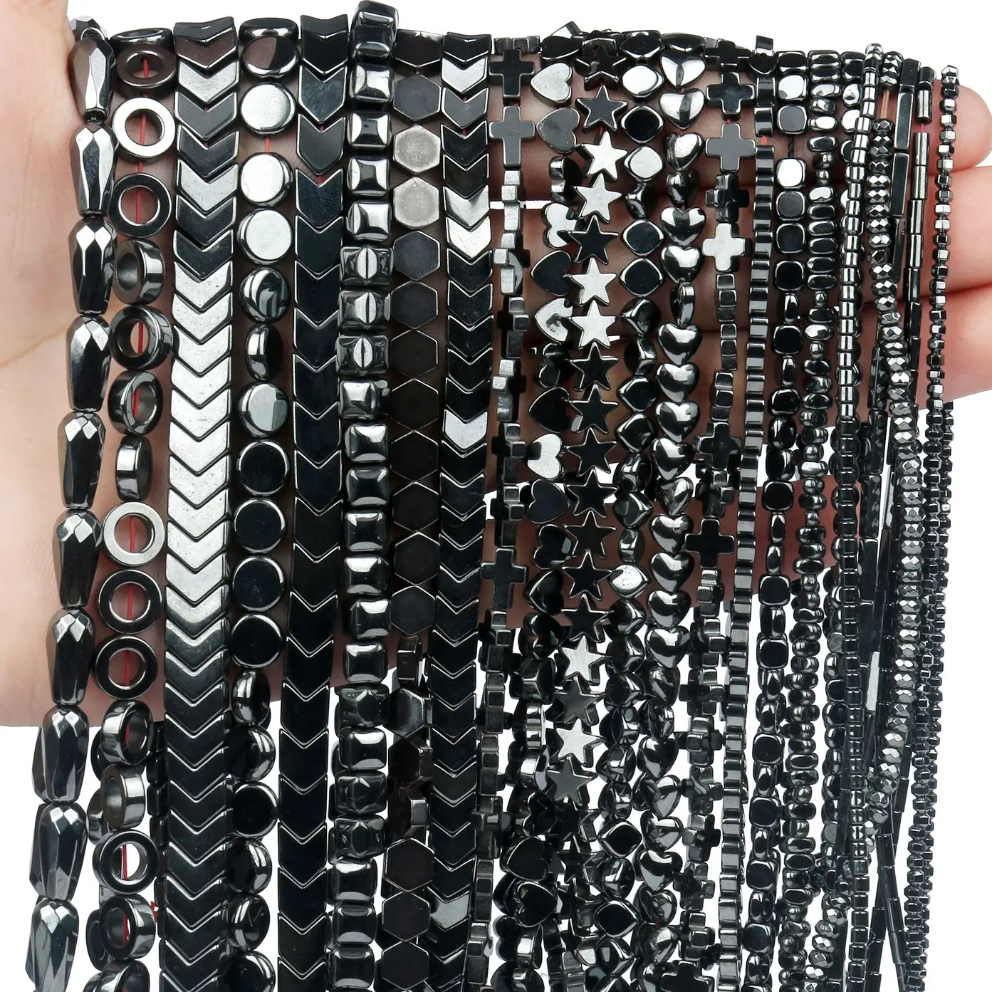Natural Black Hematite Round Beads Star Heart Column Irregular Shape For Jewelry - £7.56 GBP+