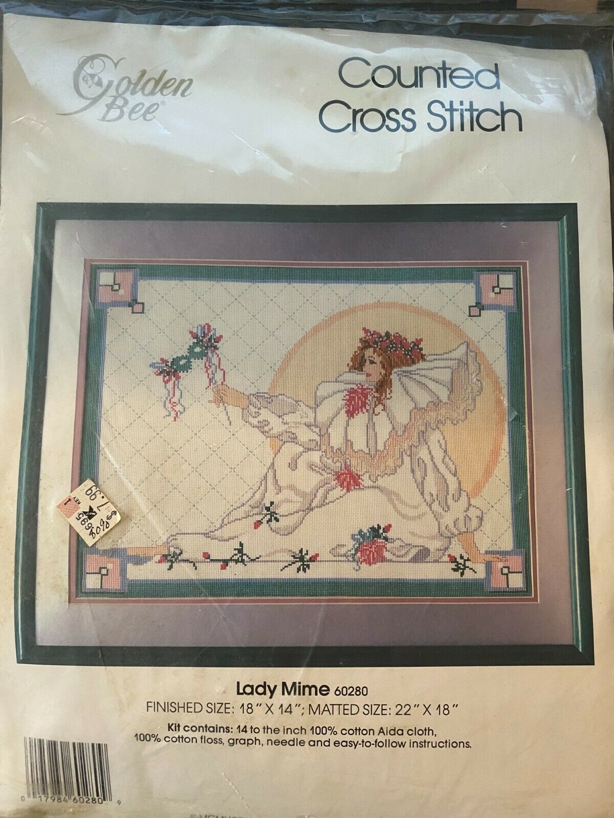 Golden Bee Counted Cross Stitch Kit LADY MIME 18" x 14" #60280 - $9.00