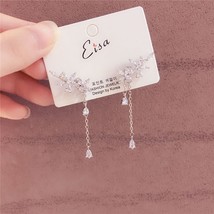 New Fashion Women Korean TV Star Cute Zircon Flower Drop Earrings Elegant Water  - £9.71 GBP