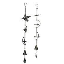 Set of 2 Metal Hummingbird &amp; Butterfly Wind Chimes Outdoor Garden Décor - £23.88 GBP