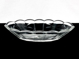 10&quot; x 5&quot; Thick Glass Serving Dish, Relish Boat, Scalloped, Floral, Starb... - $19.55
