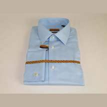 Mens 100% Egyptian Cotton Shirt French Cuffs Wrinkle resistance Enzo 61102 Blue image 8