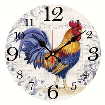 12 Inch Colorful Rooster Silent Easy to Read Wall Clock NEW! - $13.88