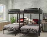 Metal Triple Bunk Beds Full Over Twin Bunk Bed With Upper Built-In Shelv... - $833.99