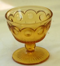 Amber Glass Footed Ice Cream Sundae Dessert Dish Bowl Thumbprint Vintage... - $16.82